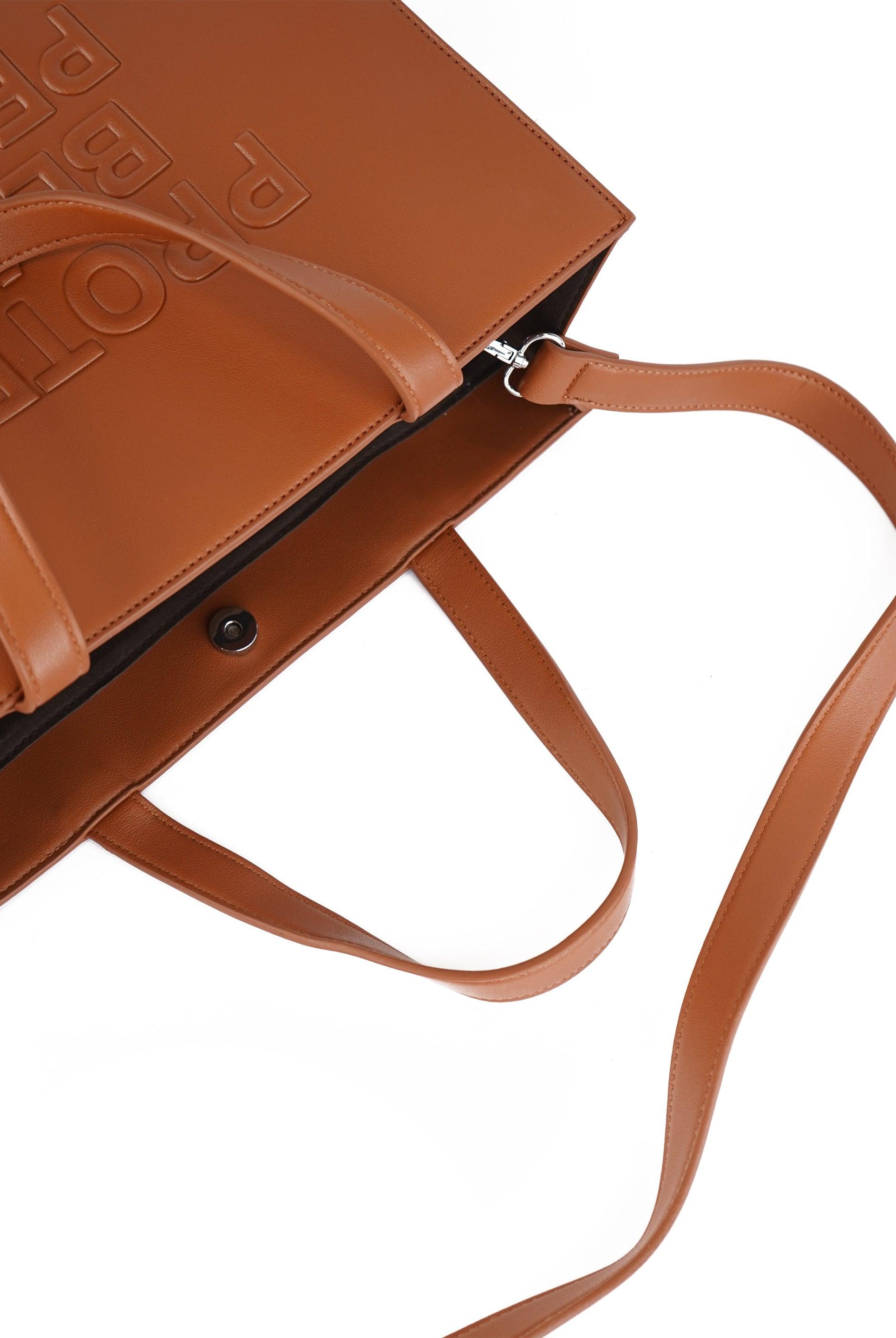 Protect Black People Cognac Leather Handbag