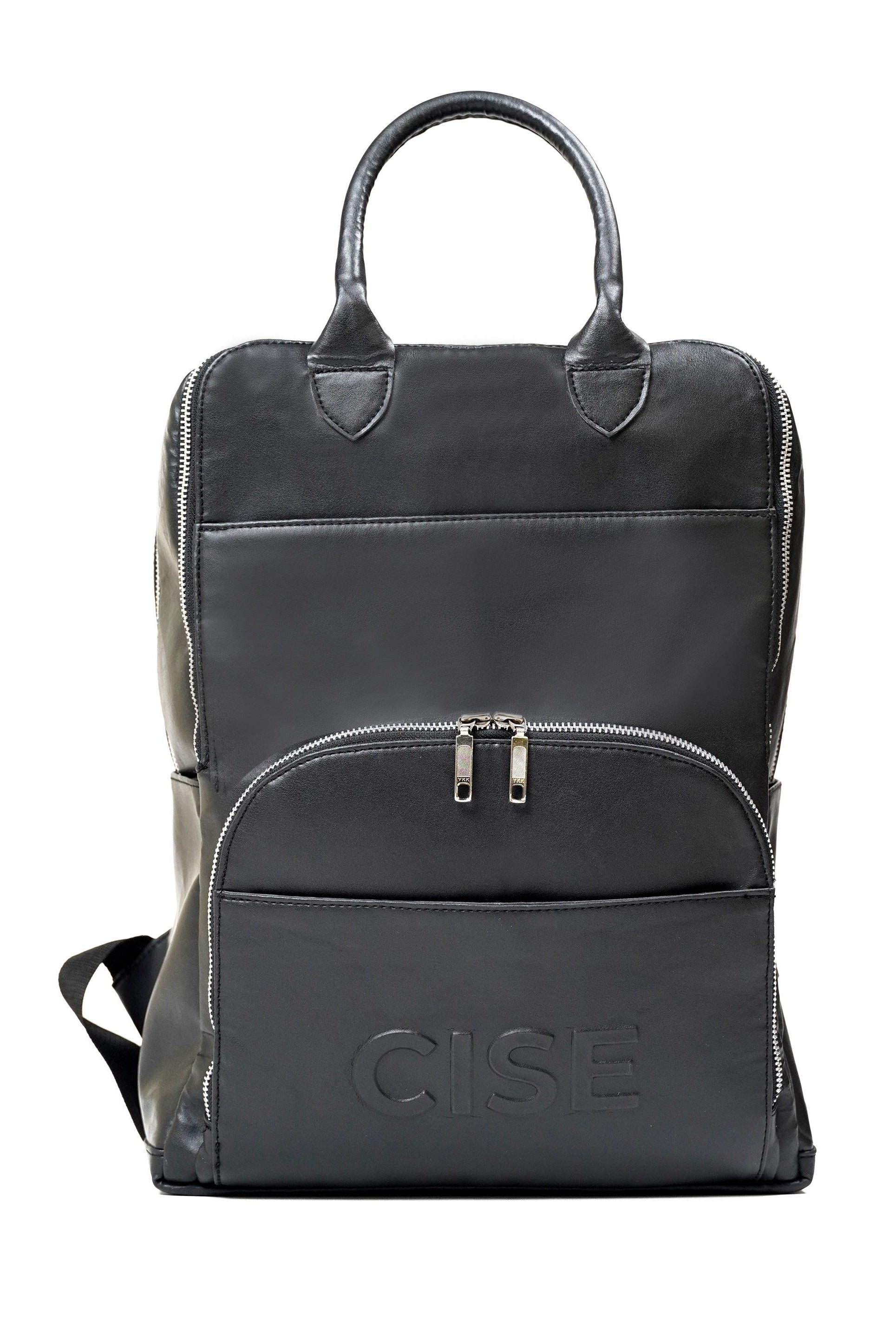 VEGAN LEATHER BACKPACK (BLACK)