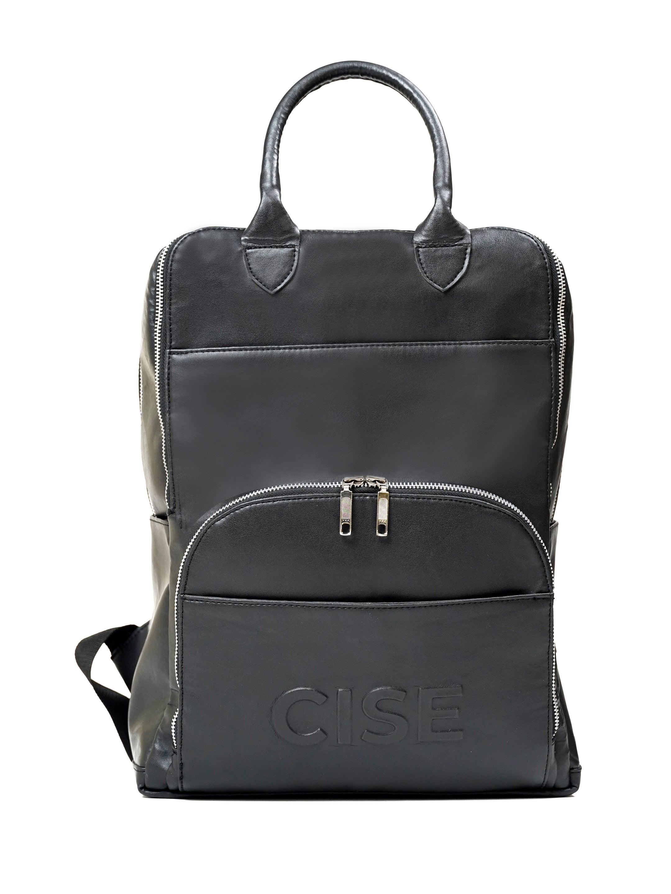 VEGAN LEATHER BACKPACK (BLACK)