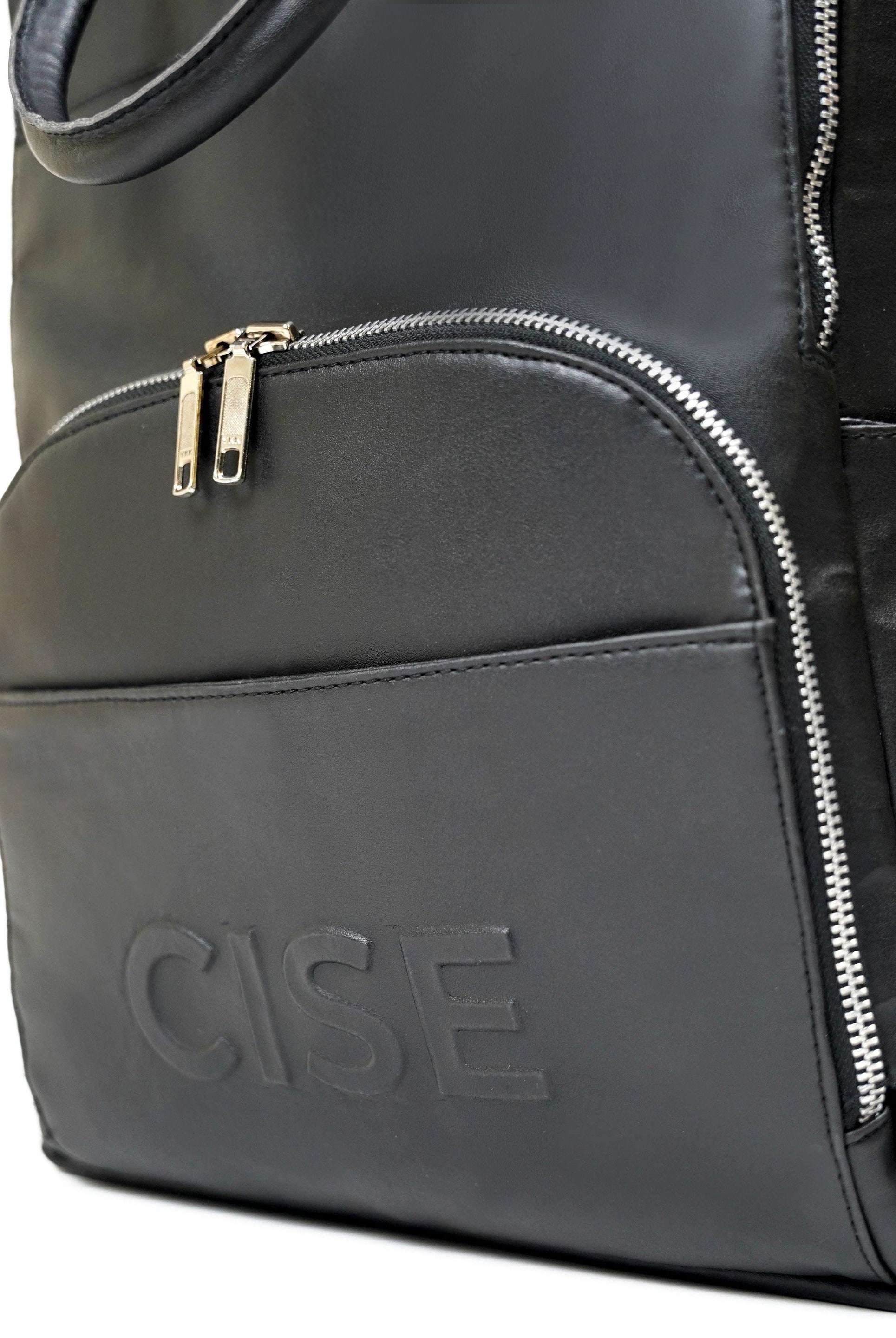 Vegan Black Leather Backpack