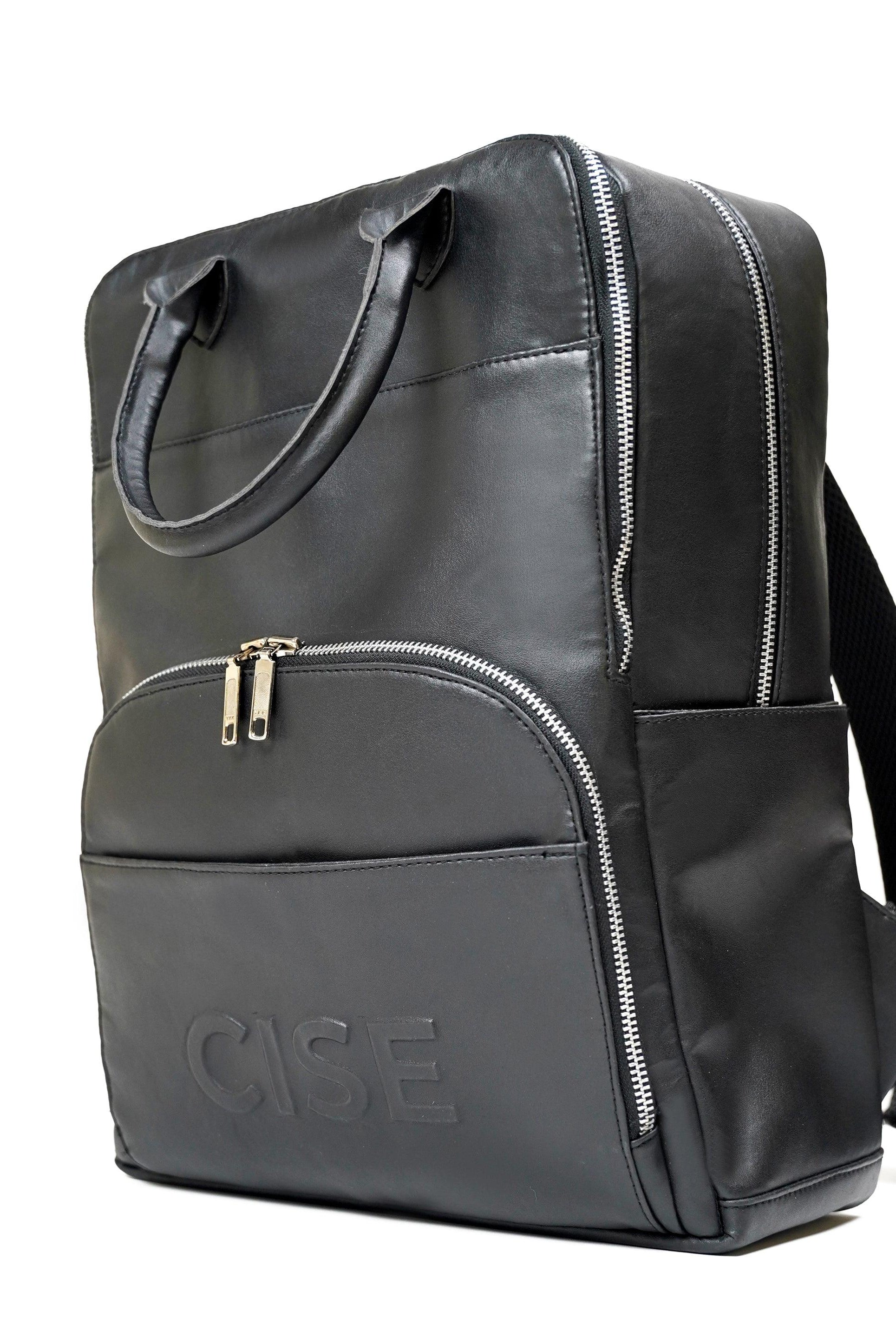 VEGAN BLACK LEATHER BACKPACK