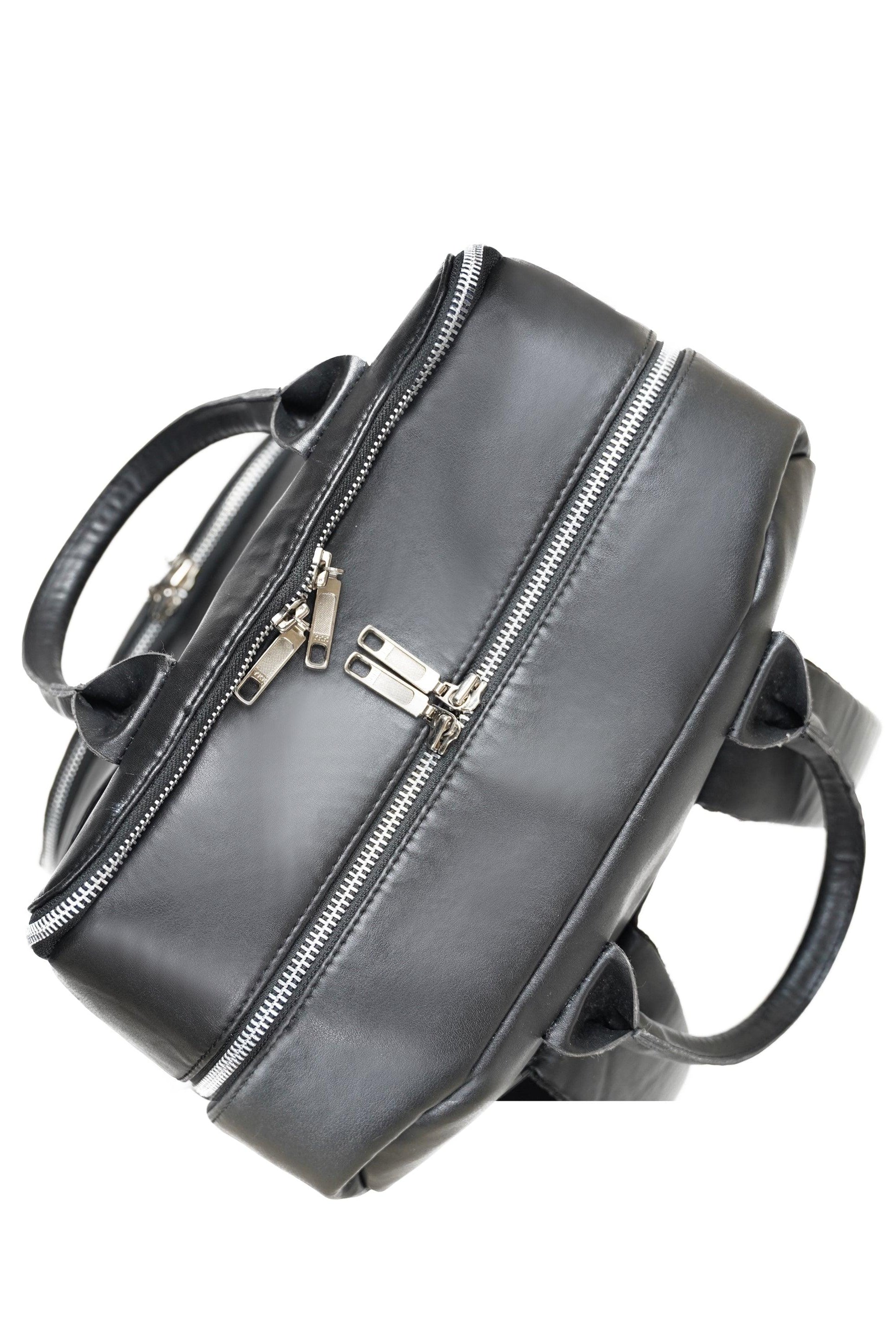 Vegan Leather Backpack with Dual Zippers