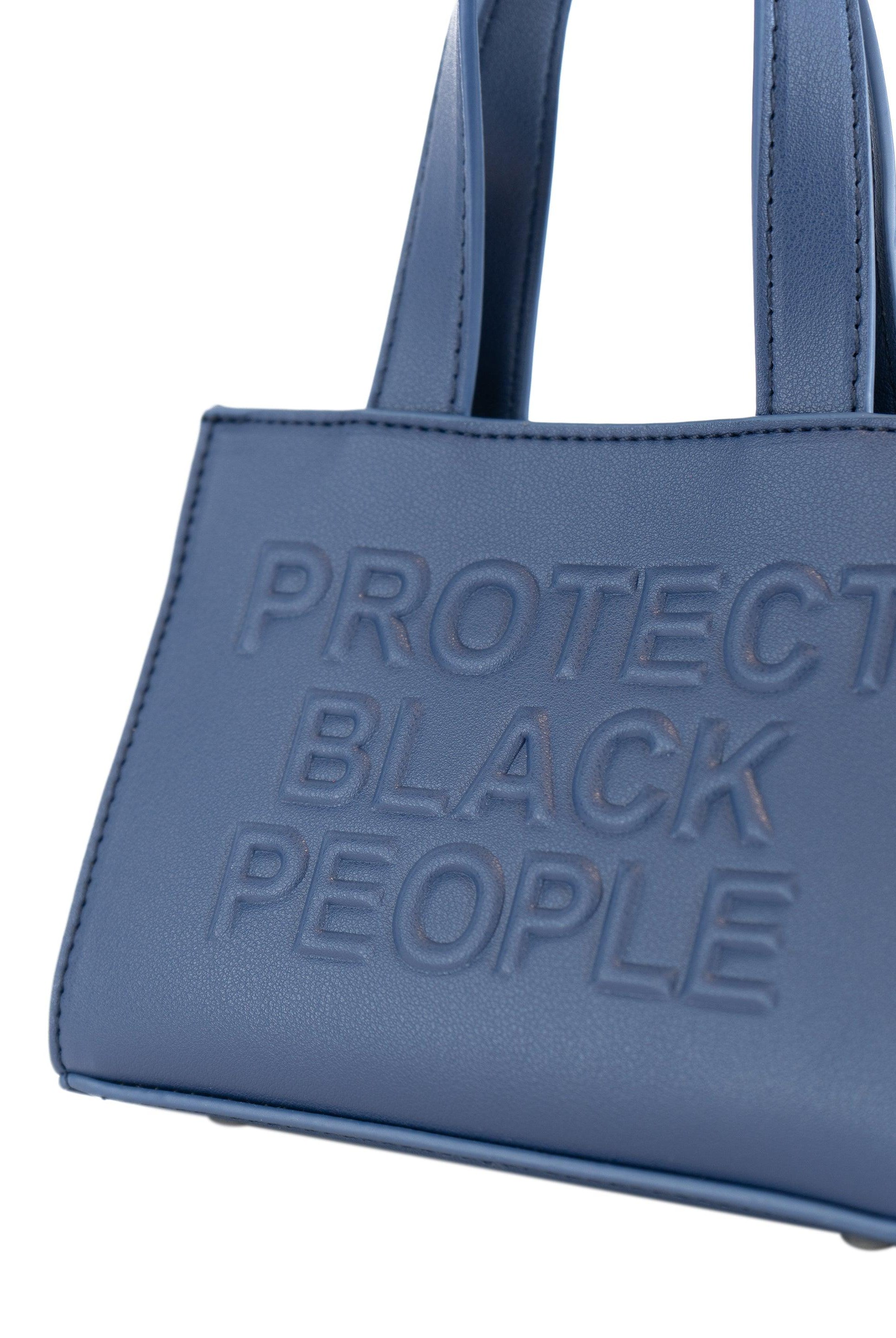 NAVY VEGAN LEATHER MINI BAG