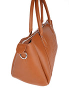 Brown faux leather duffle bag