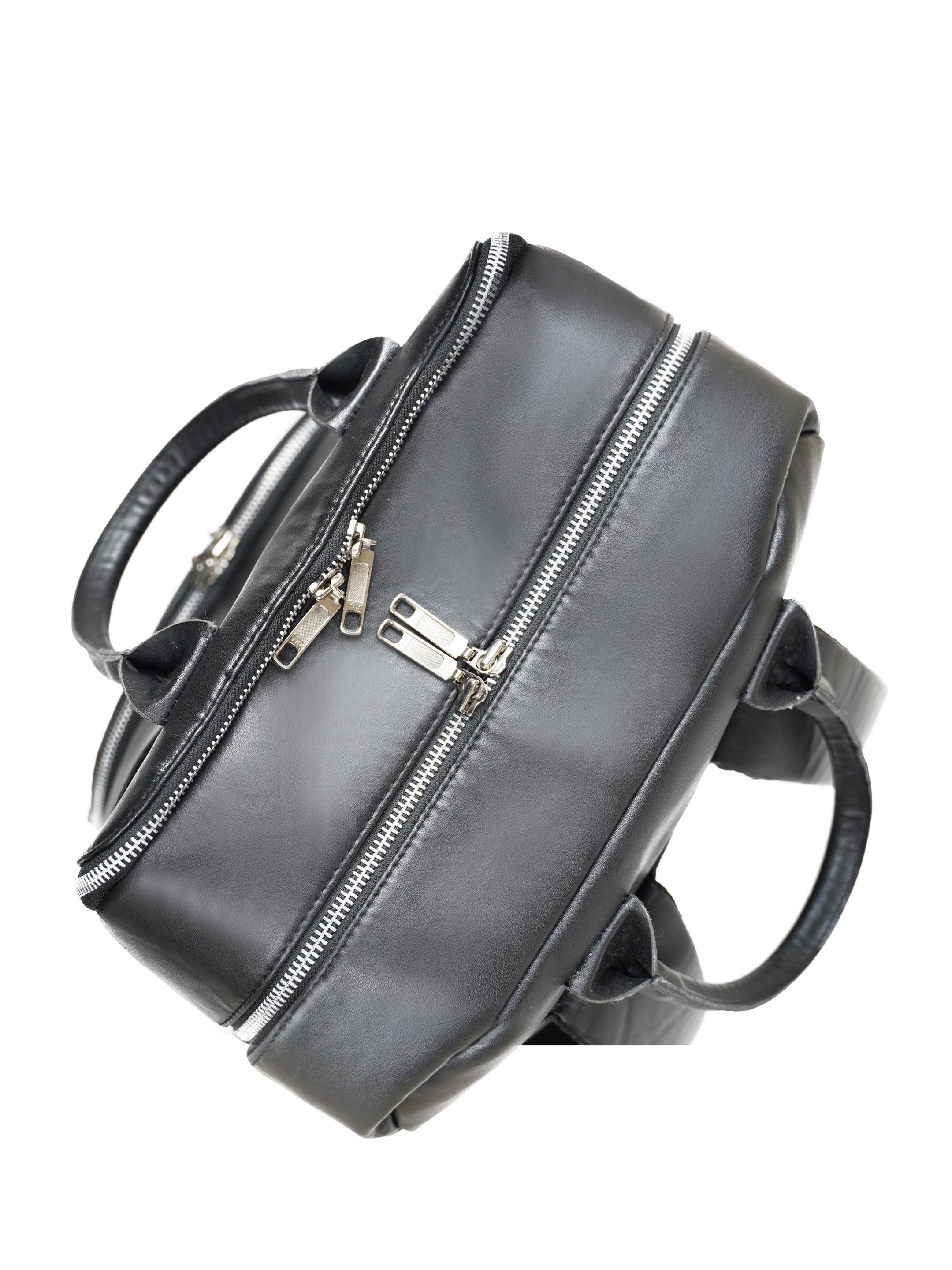 Vegan Leather Backpack with Dual Zippers
